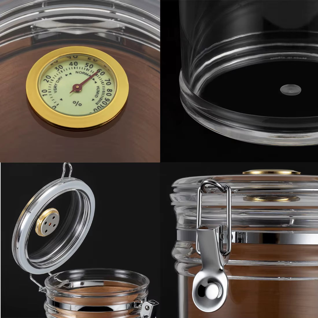 ACRYLIC CIGAR HUMIDOR JAR WITH HYGROMETER & HUMIDIFIER – HOLDS UP TO 18 CIGARS