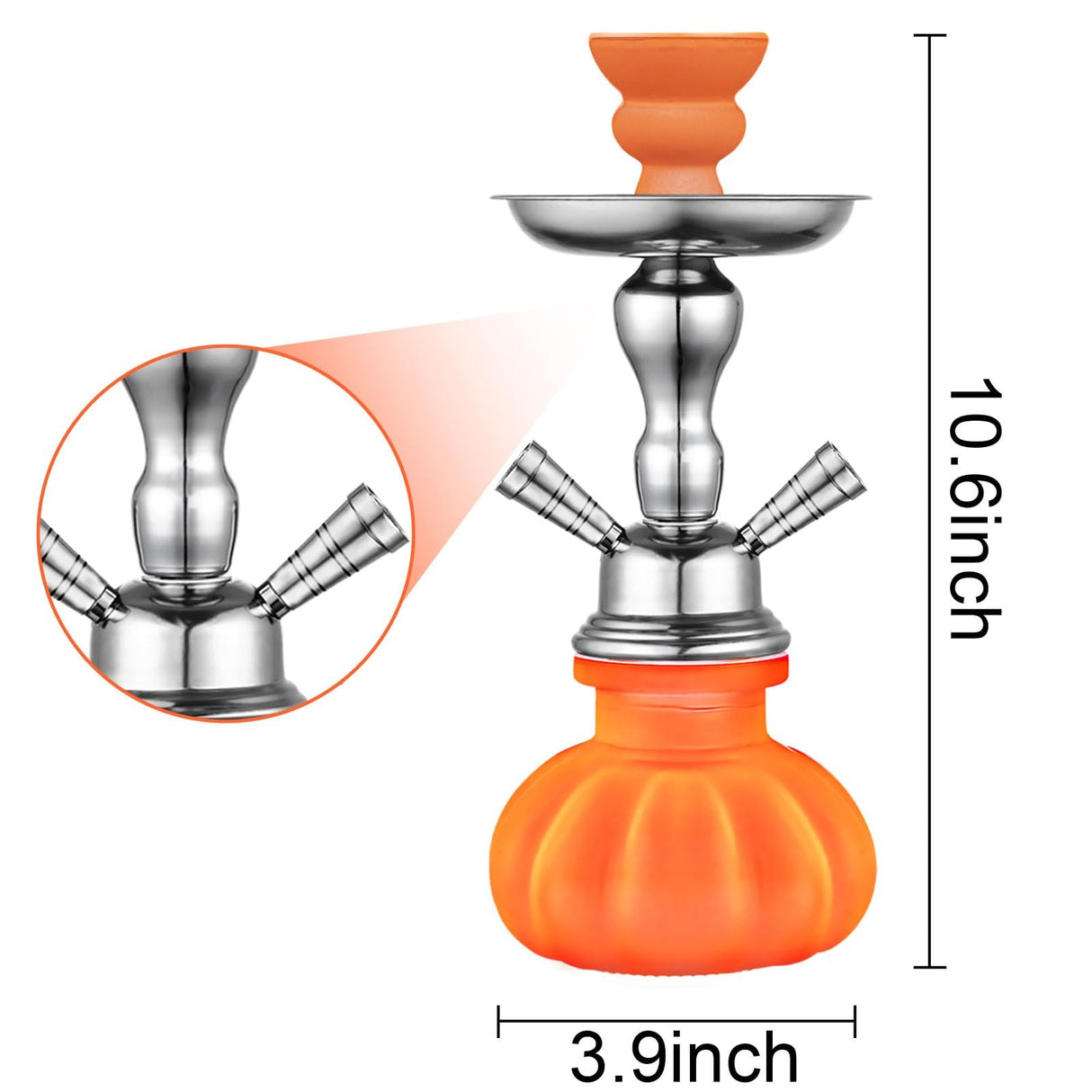 HOSE HOOKAH SET 11 INCH MINI SHISHA WITH PUMPKIN VASE, CERAMIC BOWL, ACCESSORIES