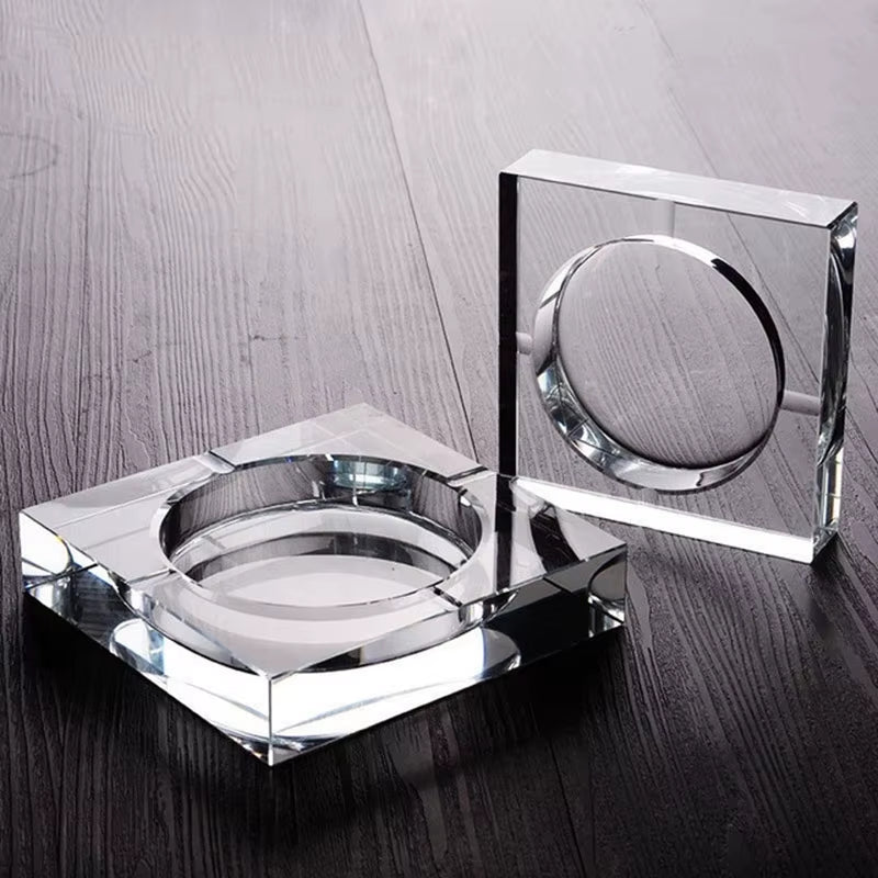 Crystal Glass Ash Tray Black/ Gold/Tranparent Square Shape Ashtray Cigar Smoking Accessory Household Office KTV Smoking Supply