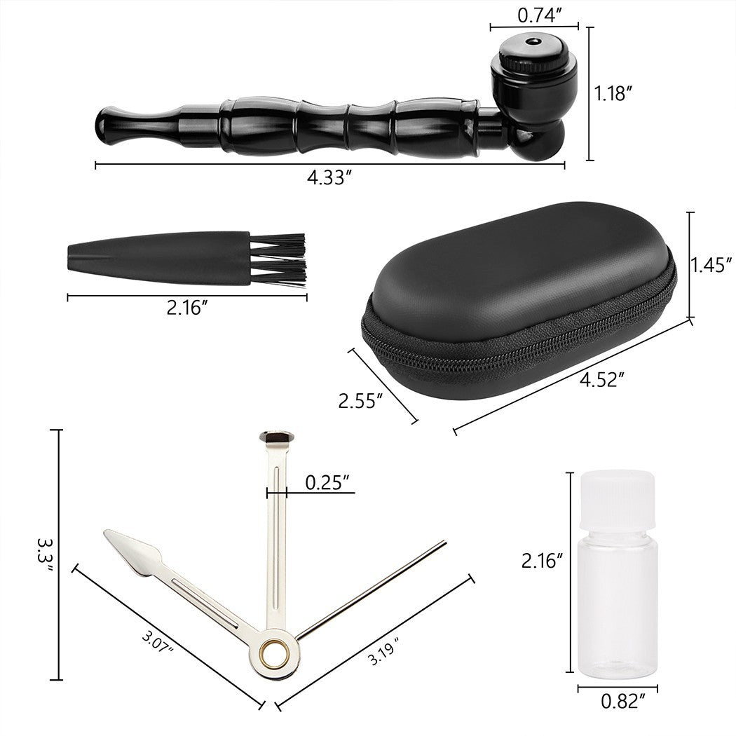 4.3" Metal Detachment Tobacco Smoking Pipe with Cap Lid Screens and Tools Screen