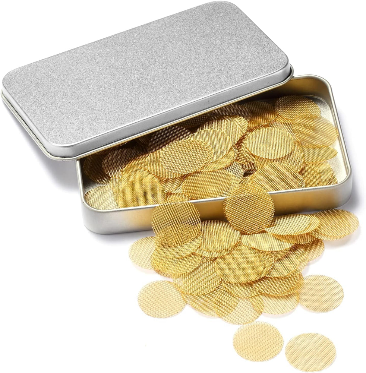 200Pcs 5/8 Inch Brass Pipe Screens, 5/8 Inch Brass Pipe Screen with Storage Box