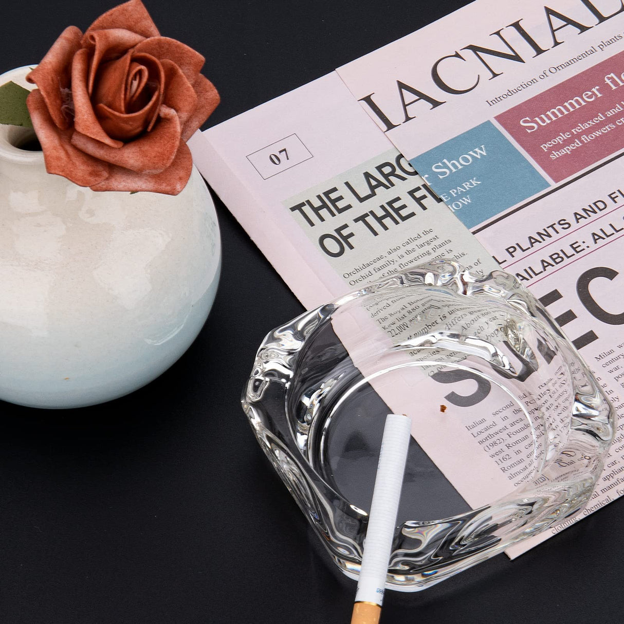 Glass Ashtray for Cigarettes Sturdy Transparent Outdoor Cigar Ashtray