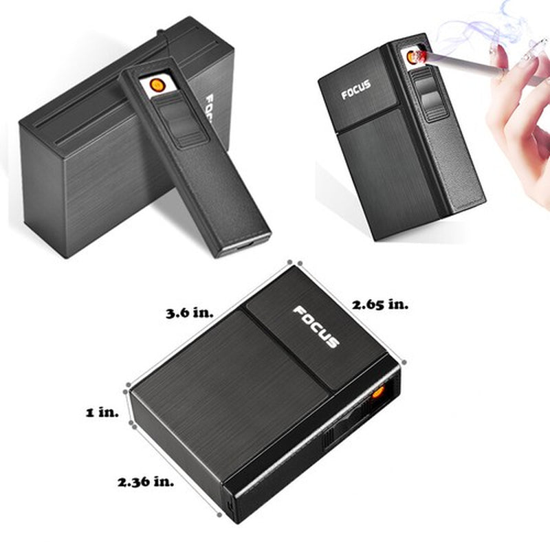 Cigarette Case Tobacco Box Electric Flameless Lighter Windproof USB Rechargeable