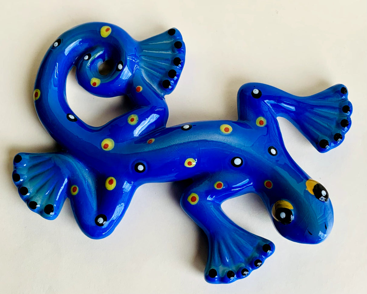 Blue Ceramic Handcrafted Lizard Tobacco Smoking Hand Pipe