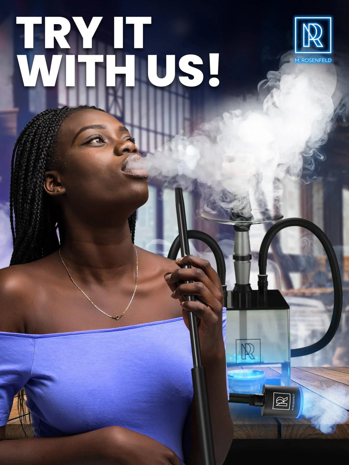 ELECTRIC HOOKAH AIR PUMP WITH 1300MAH RECHARGEABLE BATTERY & LED LIGHT