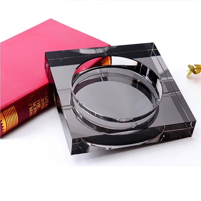 Crystal Glass Ash Tray Black/ Gold/Tranparent Square Shape Ashtray Cigar Smoking Accessory Household Office KTV Smoking Supply