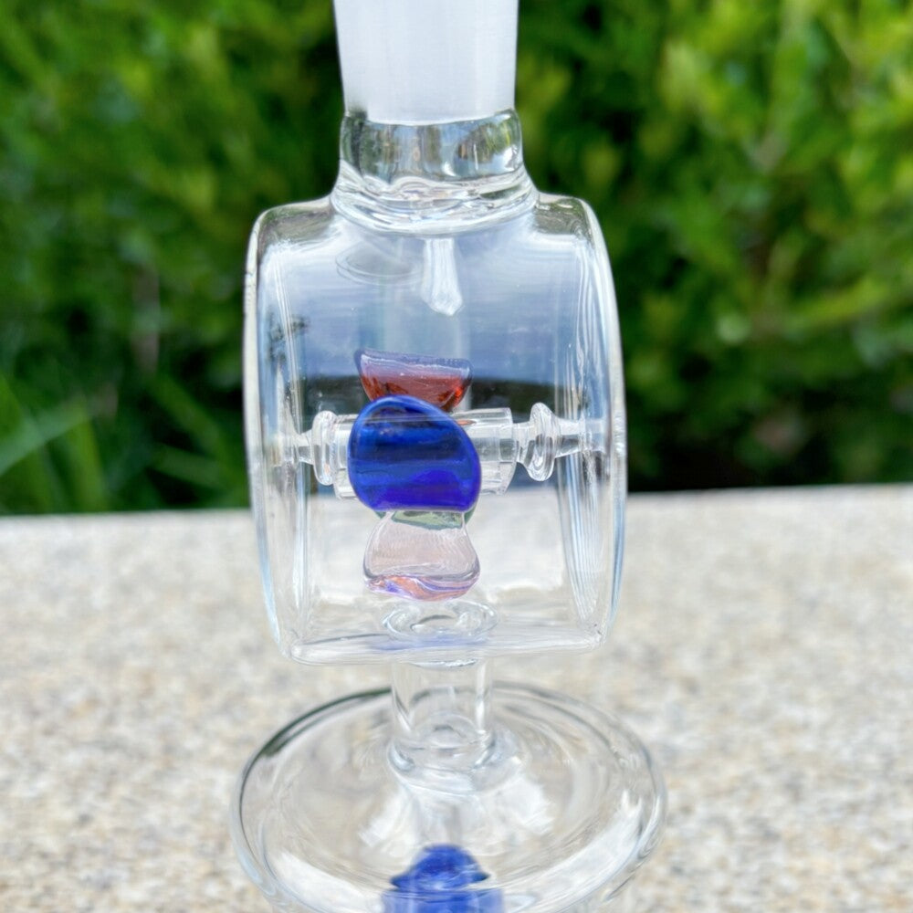 5.9'' Glass Bong Mini Windmill Spin Recycler Hookah Tornado Water Pipe Bubbler