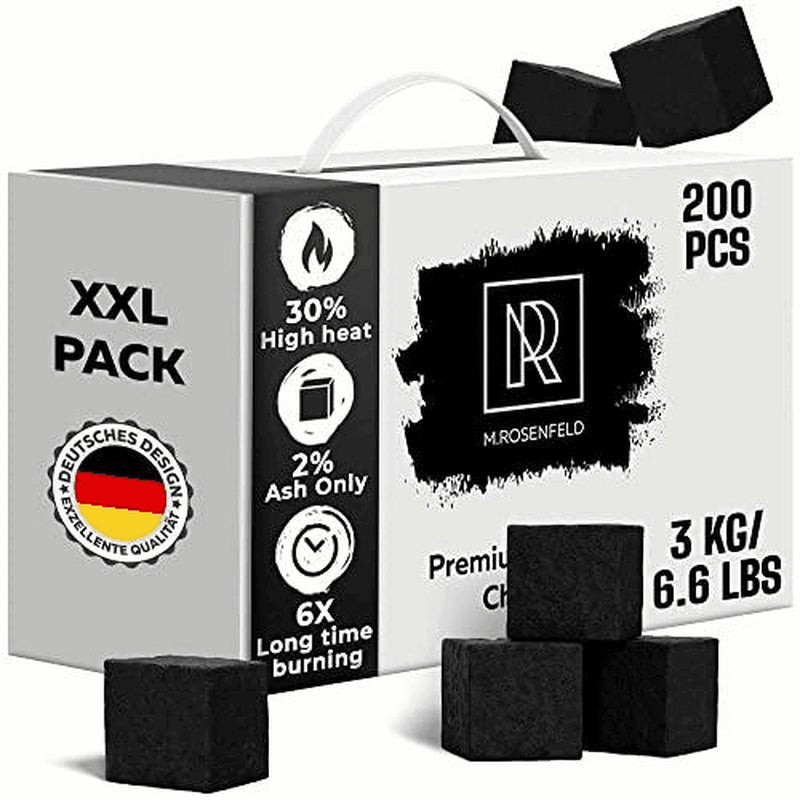 HOOKAH COALS COCONUT HOOKAH CHARCOAL 200 COUNT / 3 KG (6.6 LBS) 25MM CUBES
