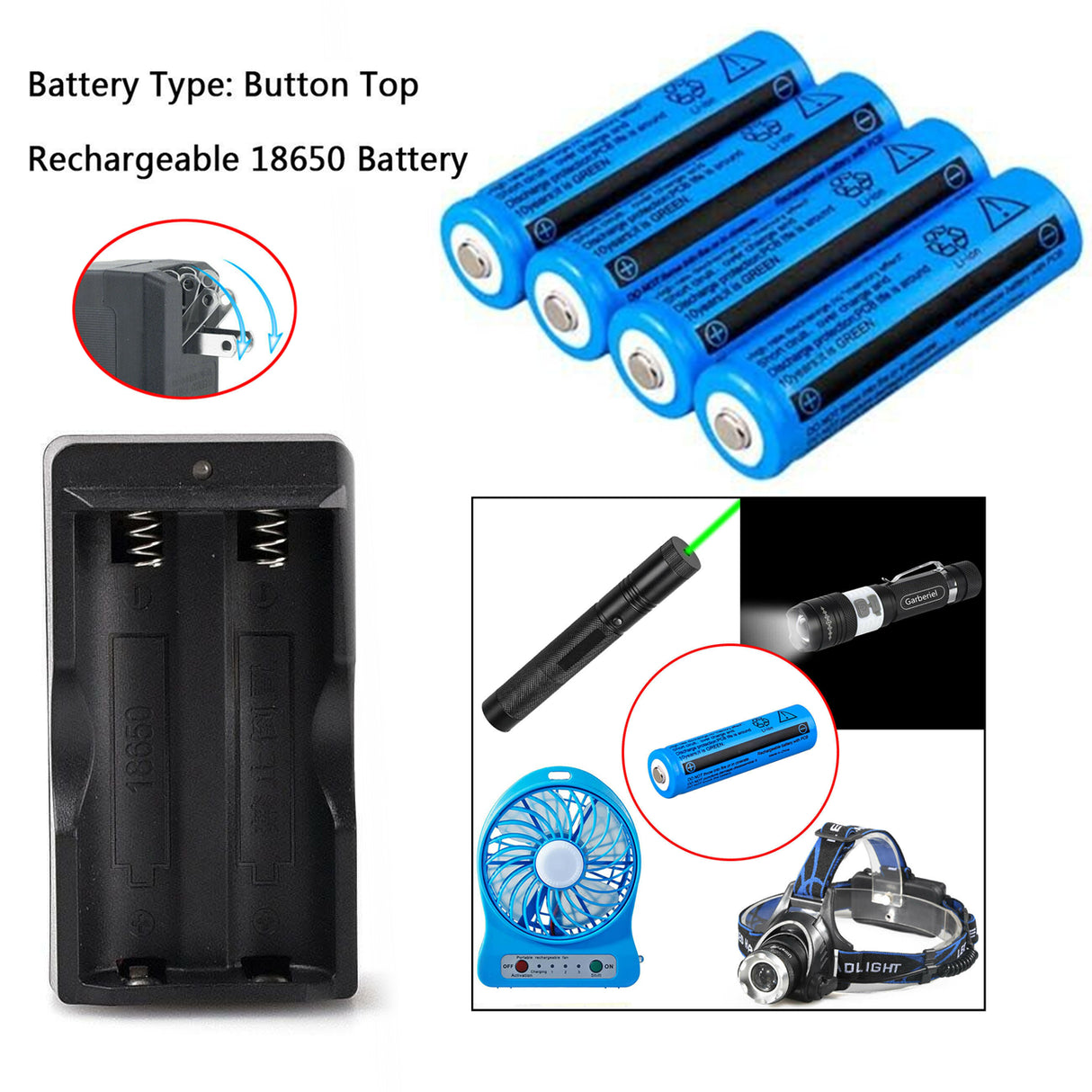 4-PACK 3000MAH 3.7V LI-ION RECHARGEABLE BATTERIES WITH CHARGER