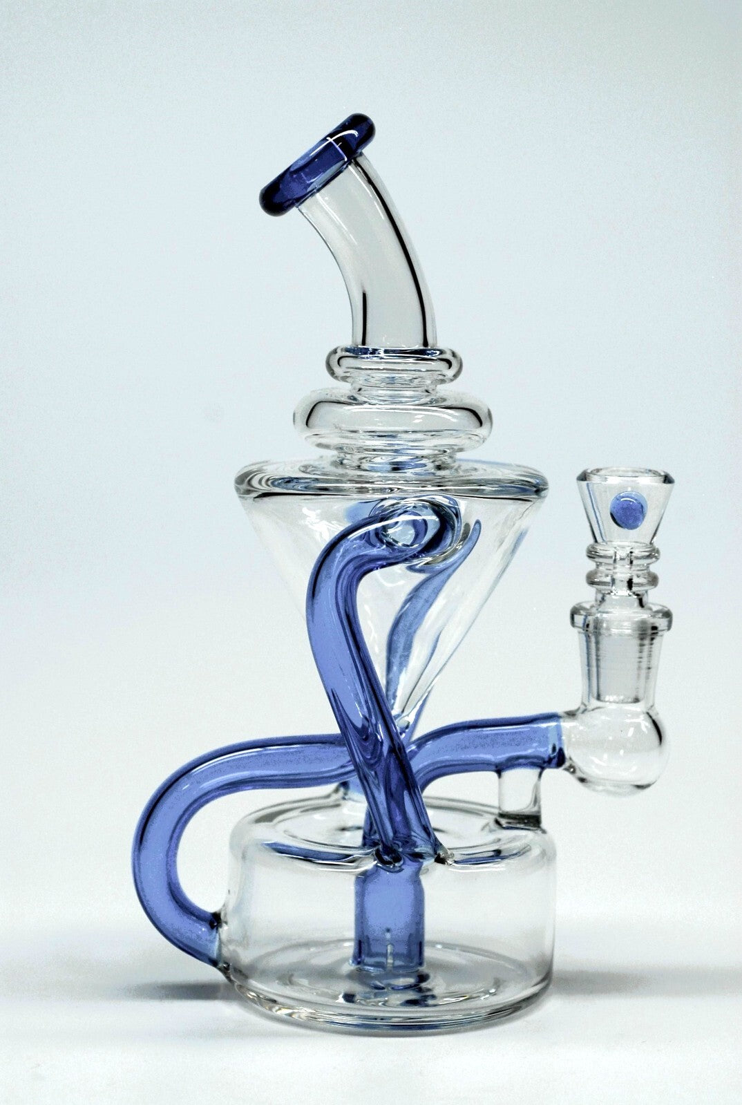 8" Sky Blue Klein Vortex Recycler Tobacco Smoking Water Pipe Hookah Bubbler Bong
