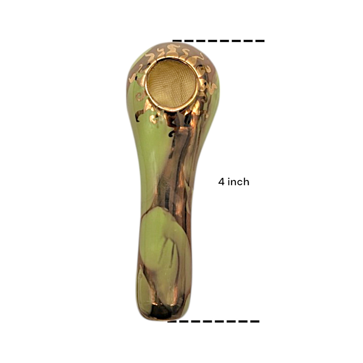 4" Ancient Creations Ceramic Tobacco Smoking Spoon Pipe Green