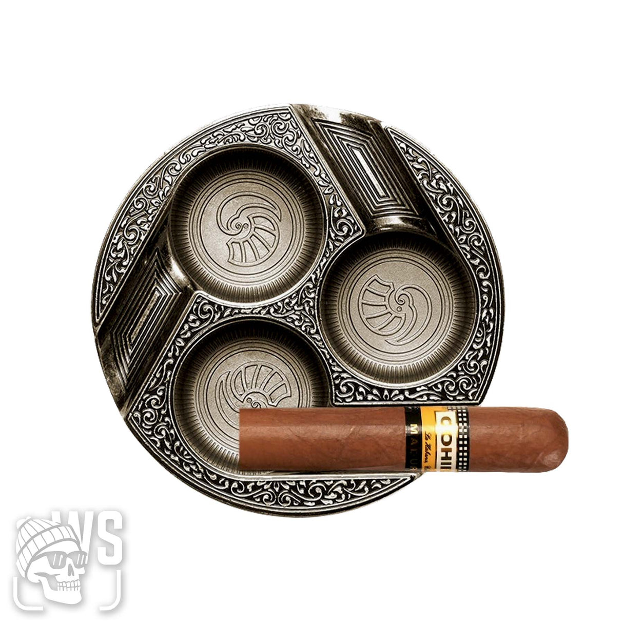Three-Slot Retro Metal Easy-To-Clean Cigar Ashtray