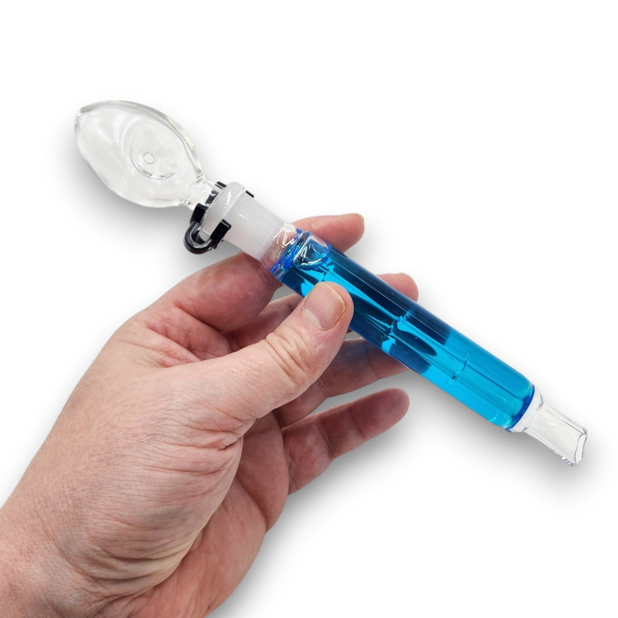 10.5" Glycerin FREEZE Vapor Straw Spoon Bowl Wax Tobacco QUARTZ GLASS | BLUE