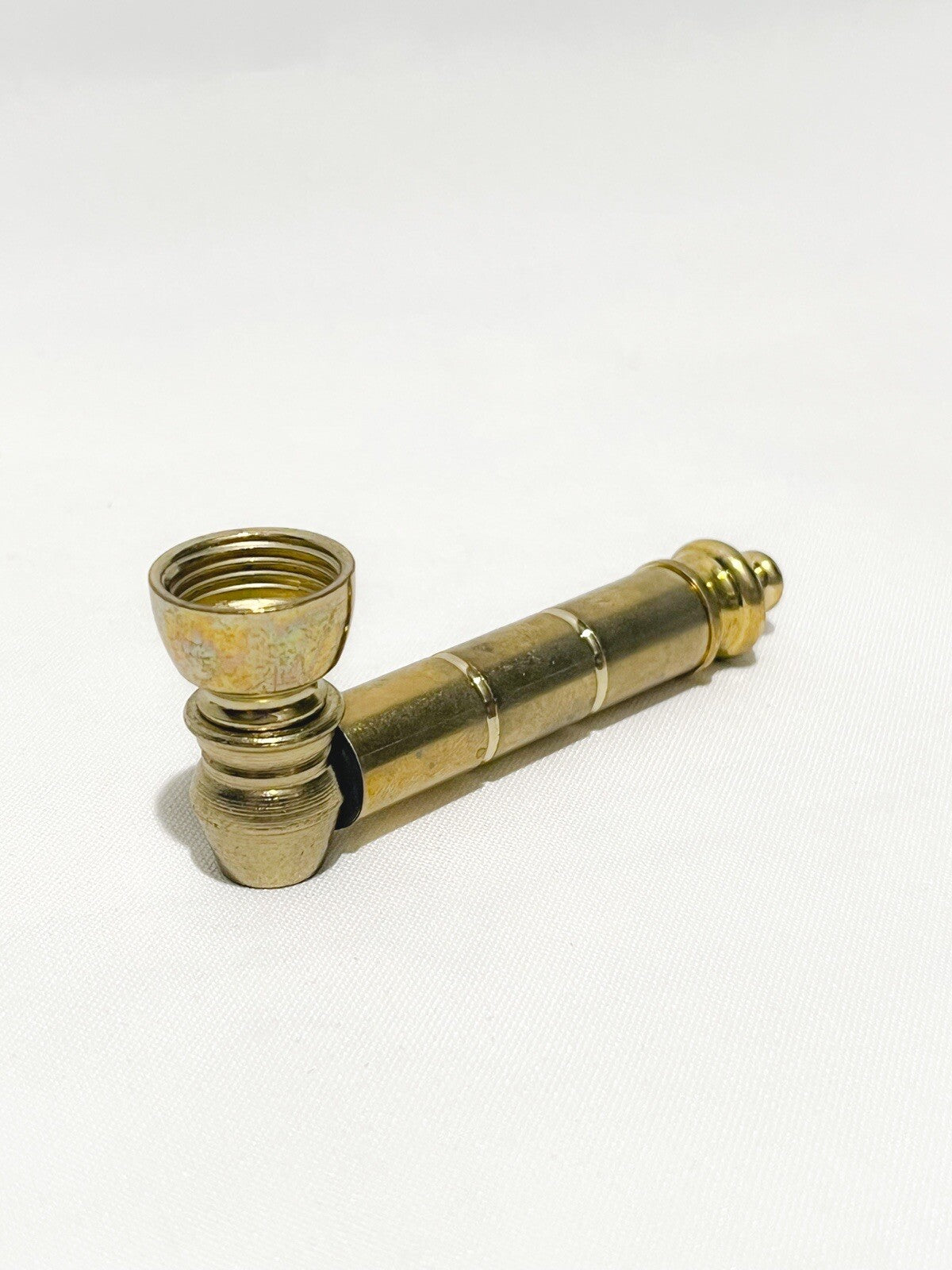 Collectible Metal Smoking Pipe/ Brass-Plated Metal Pipe/ in a Black Velvet Pouch
