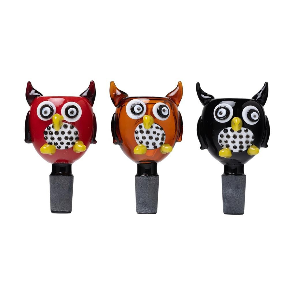 Human Grade Animal Bowl 1 OWL 3 Bowls 3" 14Mm Male Borosilicate Glass Hand Made
