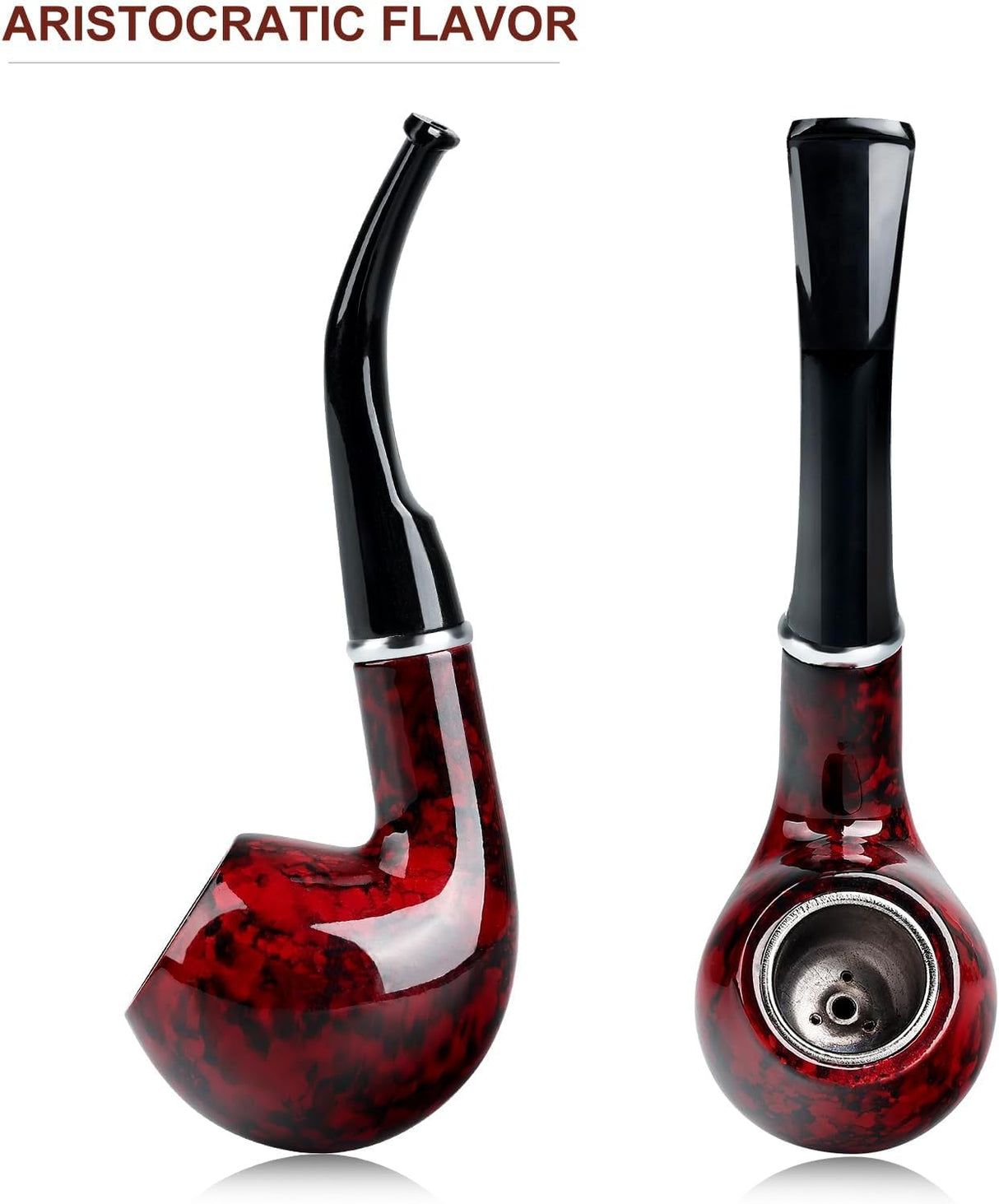 Joyoldelf Tobacco Pipe, Classic Smoking Pipe with Foldable Tobacco Pipe Stand