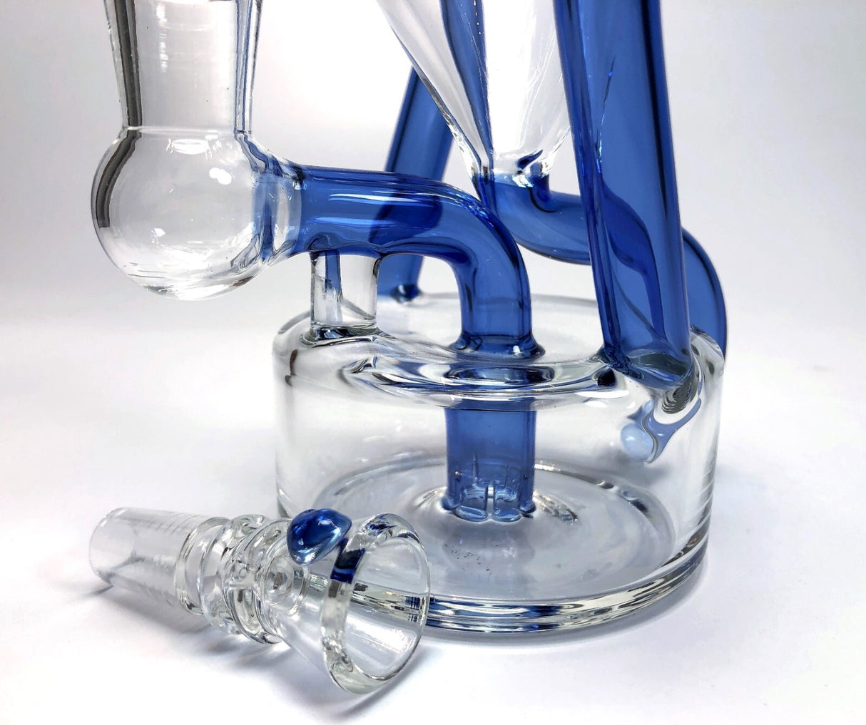 8" Sky Blue Klein Vortex Recycler Tobacco Smoking Water Pipe Hookah Bubbler Bong