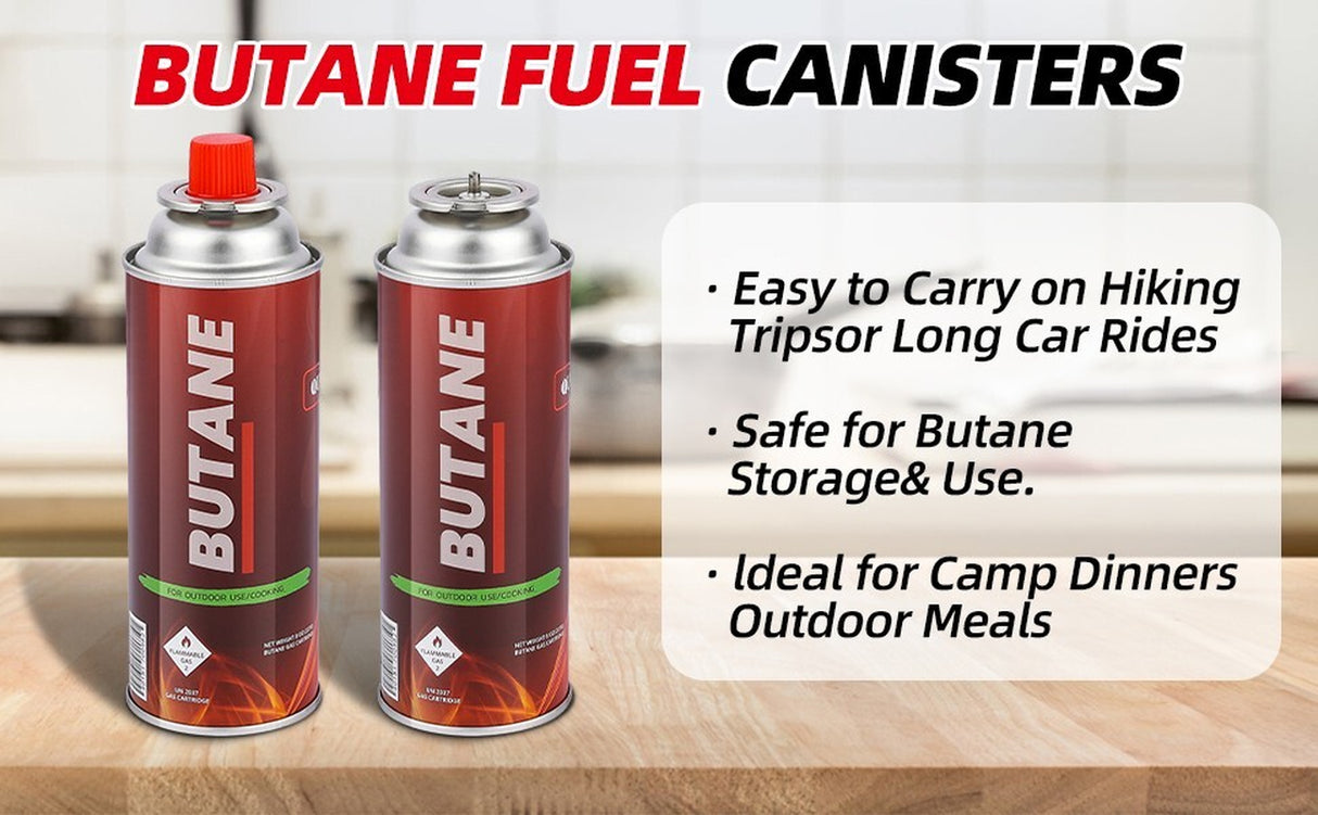 PORTABLE BUTANE FUEL CANISTER FOR CAMPING STOVES – 12 PACK