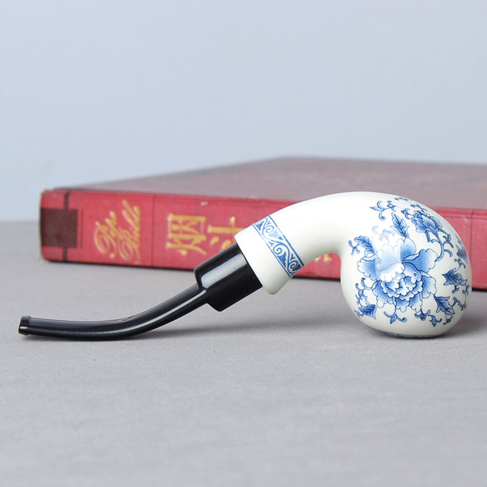 MUXIANG Ceramic Tobacco Pipe Handmade Smoking Pipe Gift with 10 Free Accessories