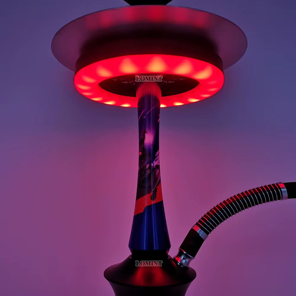 HOOKAH LED RING LIGHT RECHARGEABLE RGB COLORFUL SHISHA LAMP WITH GRID BUCKLE