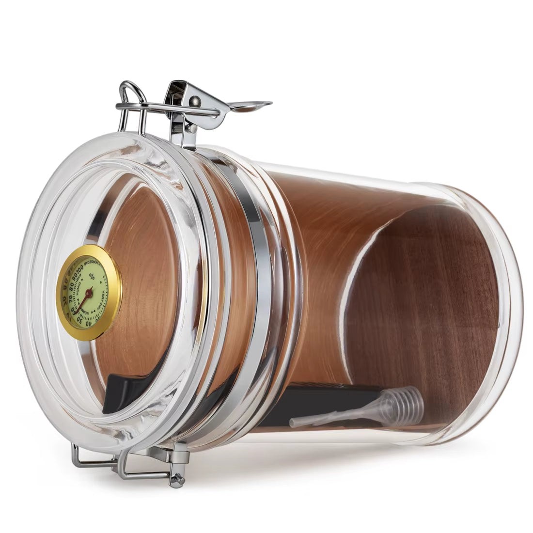 ACRYLIC CIGAR HUMIDOR JAR WITH HYGROMETER & HUMIDIFIER – HOLDS UP TO 18 CIGARS