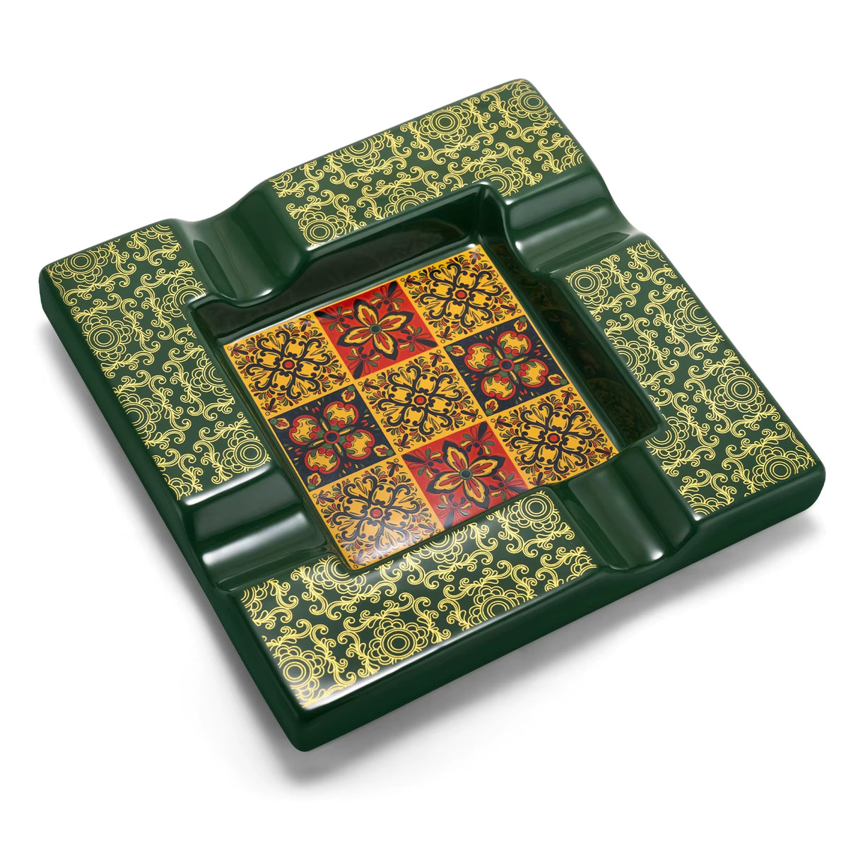 Ceramic Cigar Ashtray Square Cigarette Ashtrays 4 Holder 1 Ash Slot Table Cigar Ash Tray Large Ashtray for Home with Box