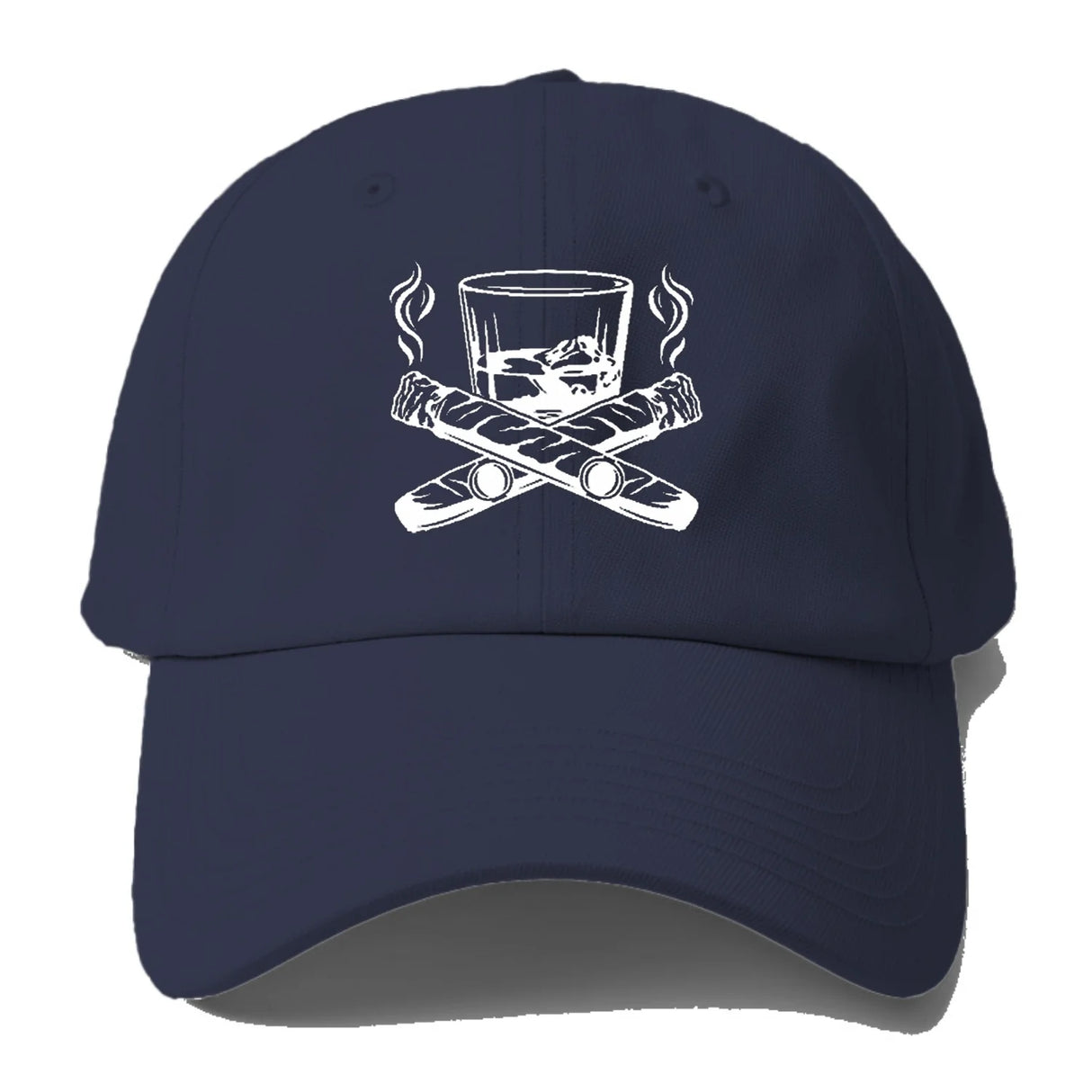 CIGAR COOL CIGARS & WHISKEY EMBLEM BASEBALL CAP