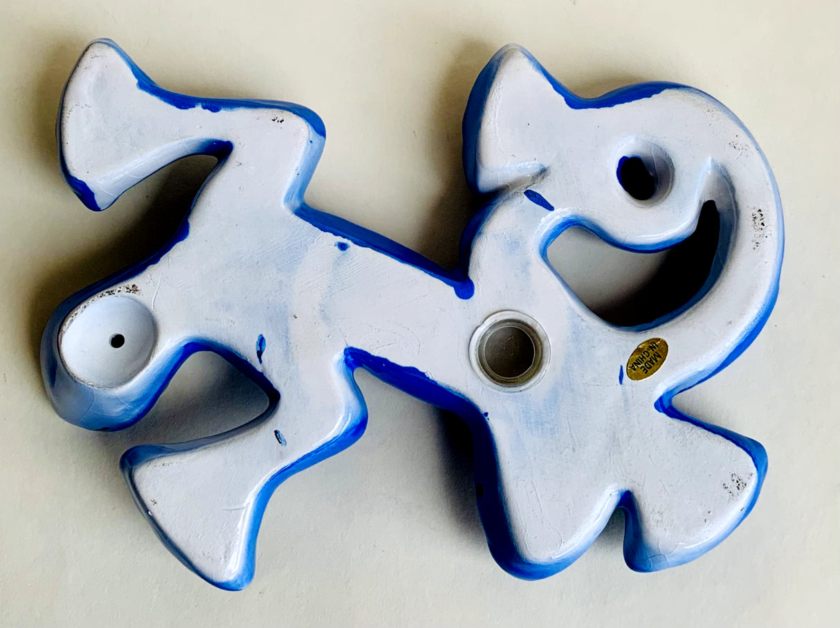 Blue Ceramic Handcrafted Lizard Tobacco Smoking Hand Pipe