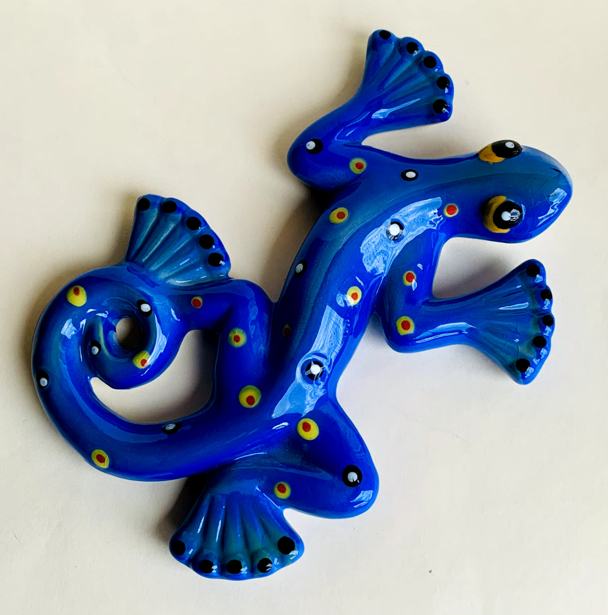 Blue Ceramic Handcrafted Lizard Tobacco Smoking Hand Pipe