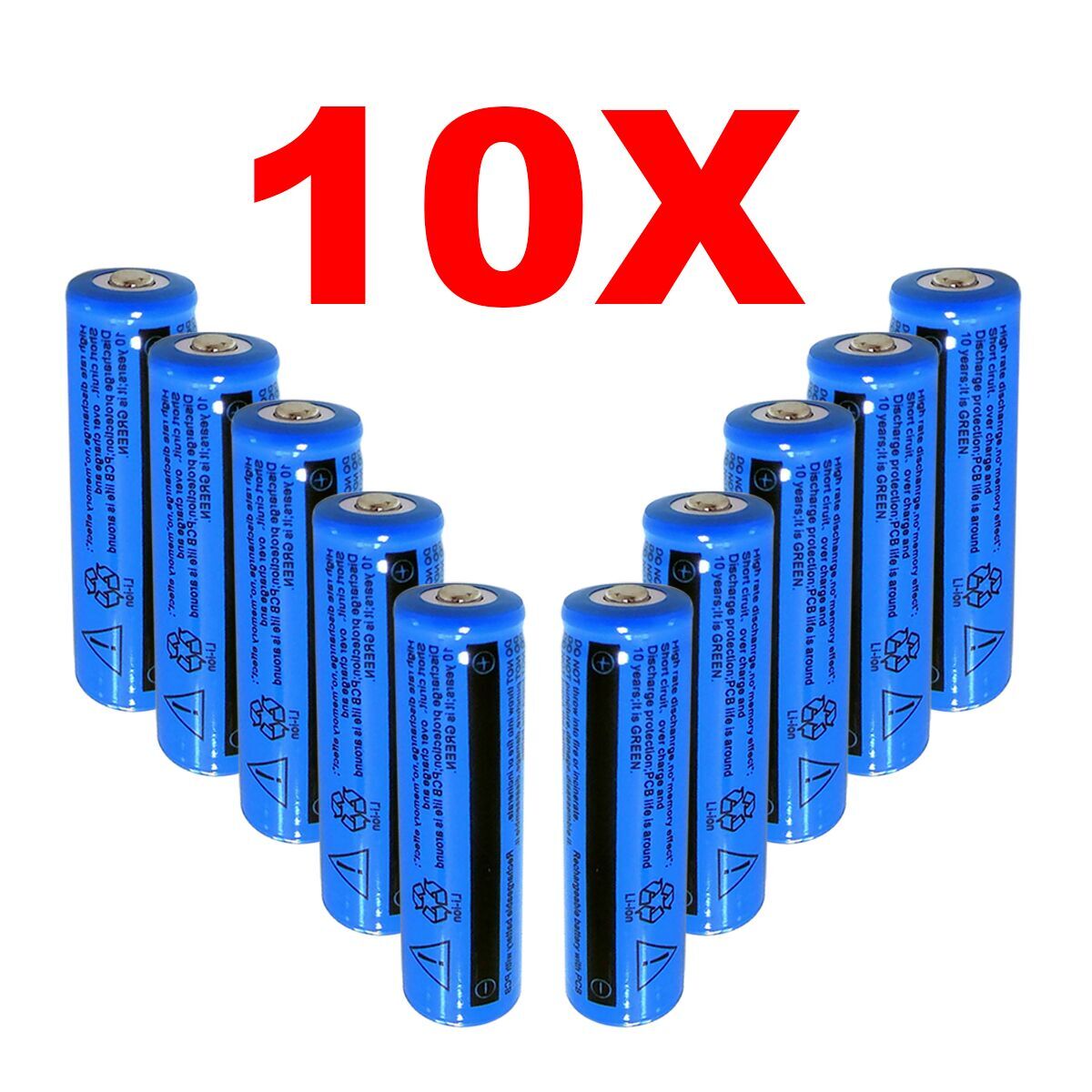 10-PACK 18650 3000MAH 3.7V LI-ION RECHARGEABLE BATTERIES