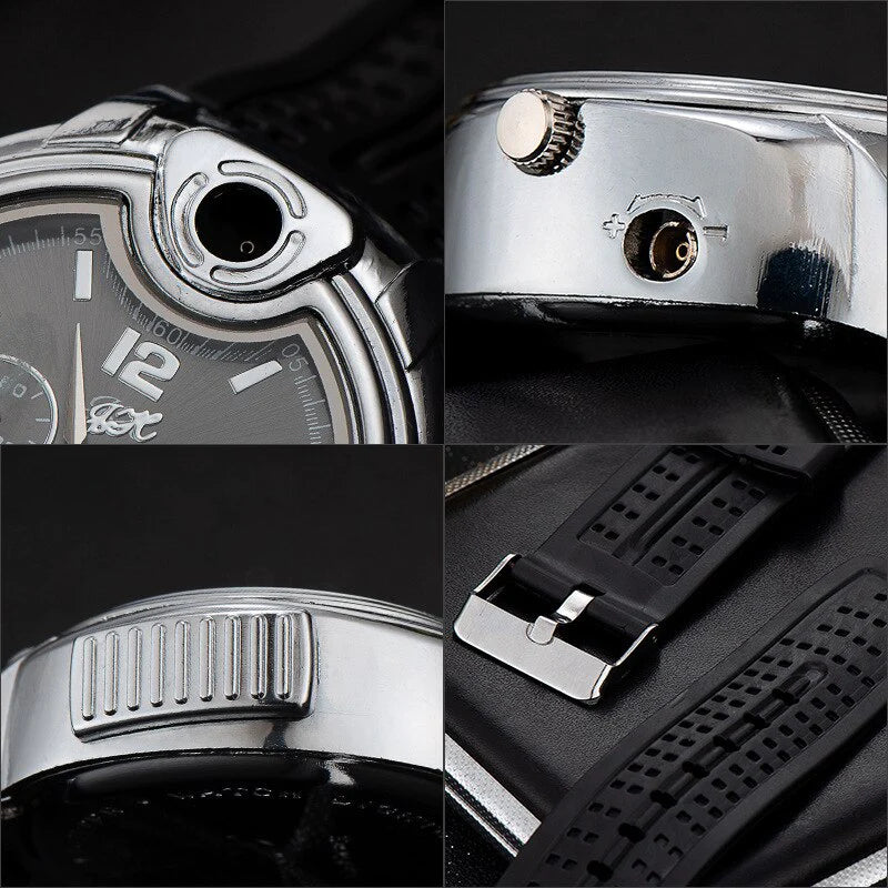 Watch Watch Style Metal Open Flame Lighter Creative Men'S Sports Open Flame Watch Lighter Inflatable Adjustable Fmale Encendedor