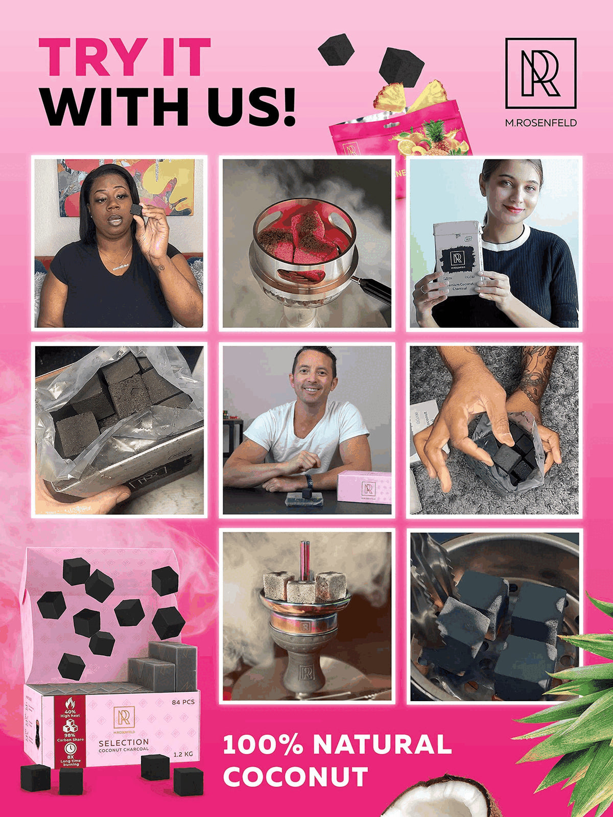 HOOKAH COALS COCONUT HOOKAH CHARCOAL 200 COUNT / 3 KG (6.6 LBS) 25MM CUBES