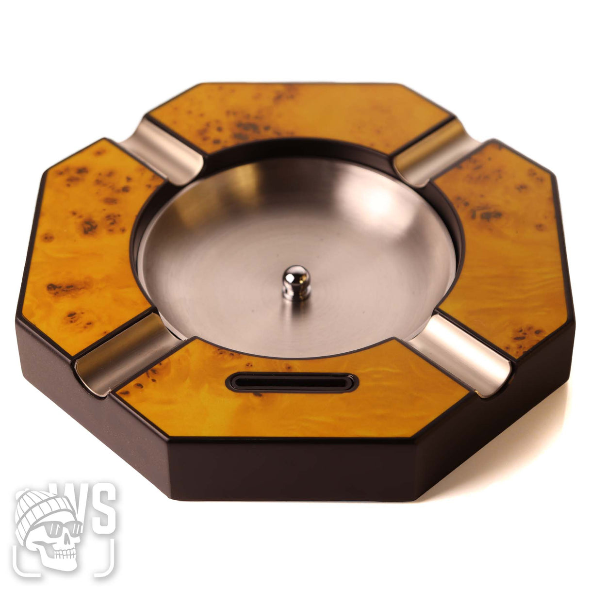 Wesmoke four rest wood inlay cigar ashtray with removable metal bowl cigar ashtray