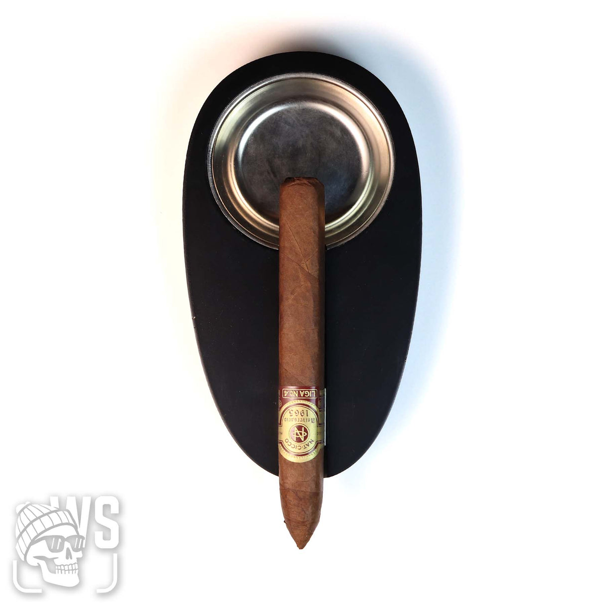 Wesmoke oval hardened polymer cigar ashtray with metal insert black cigar ashtray