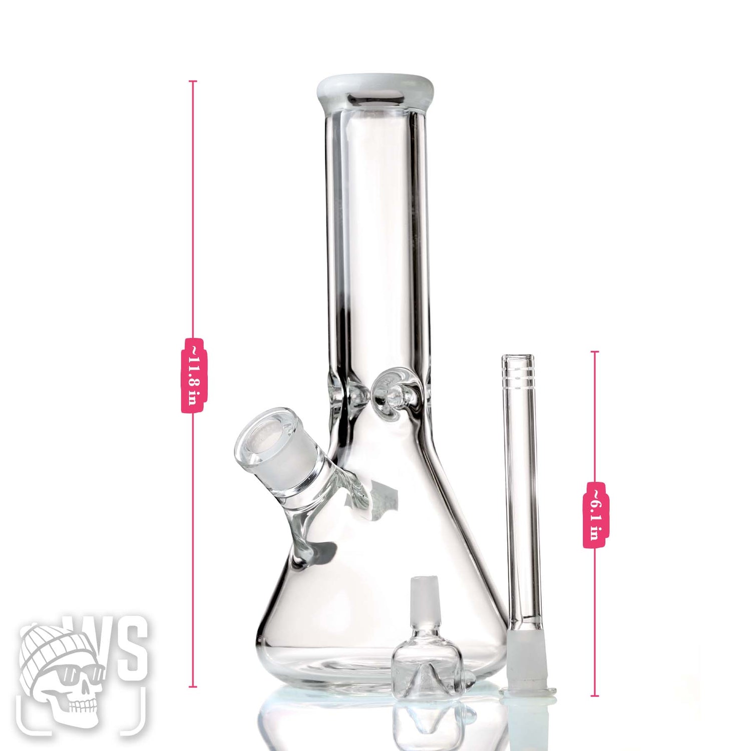 CLEAR GLASS BEAKER BONG