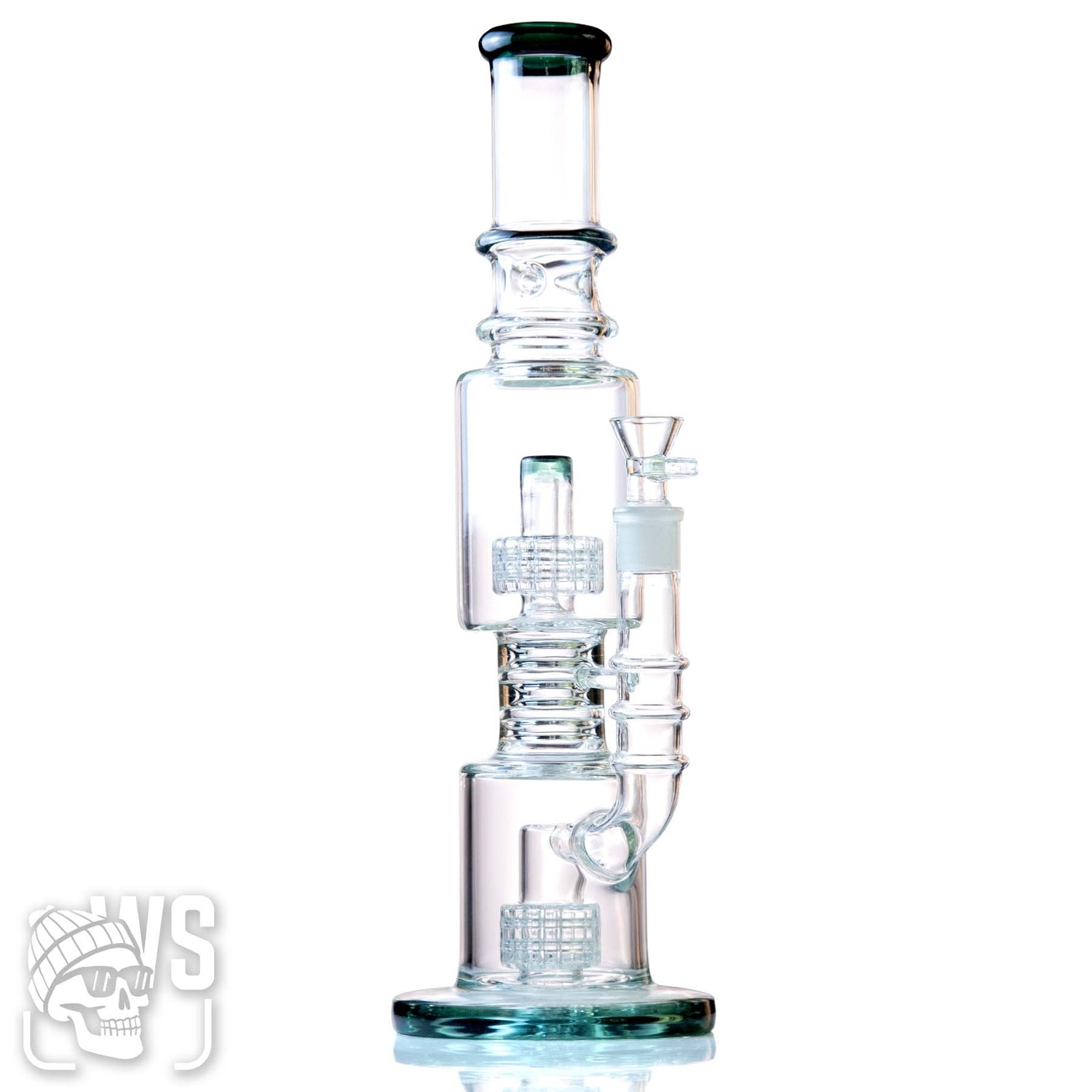 GLASS SCIENTIFIC PERCOLATOR BONG WITH DOUBLE DISC PERC & ICE CATCHER