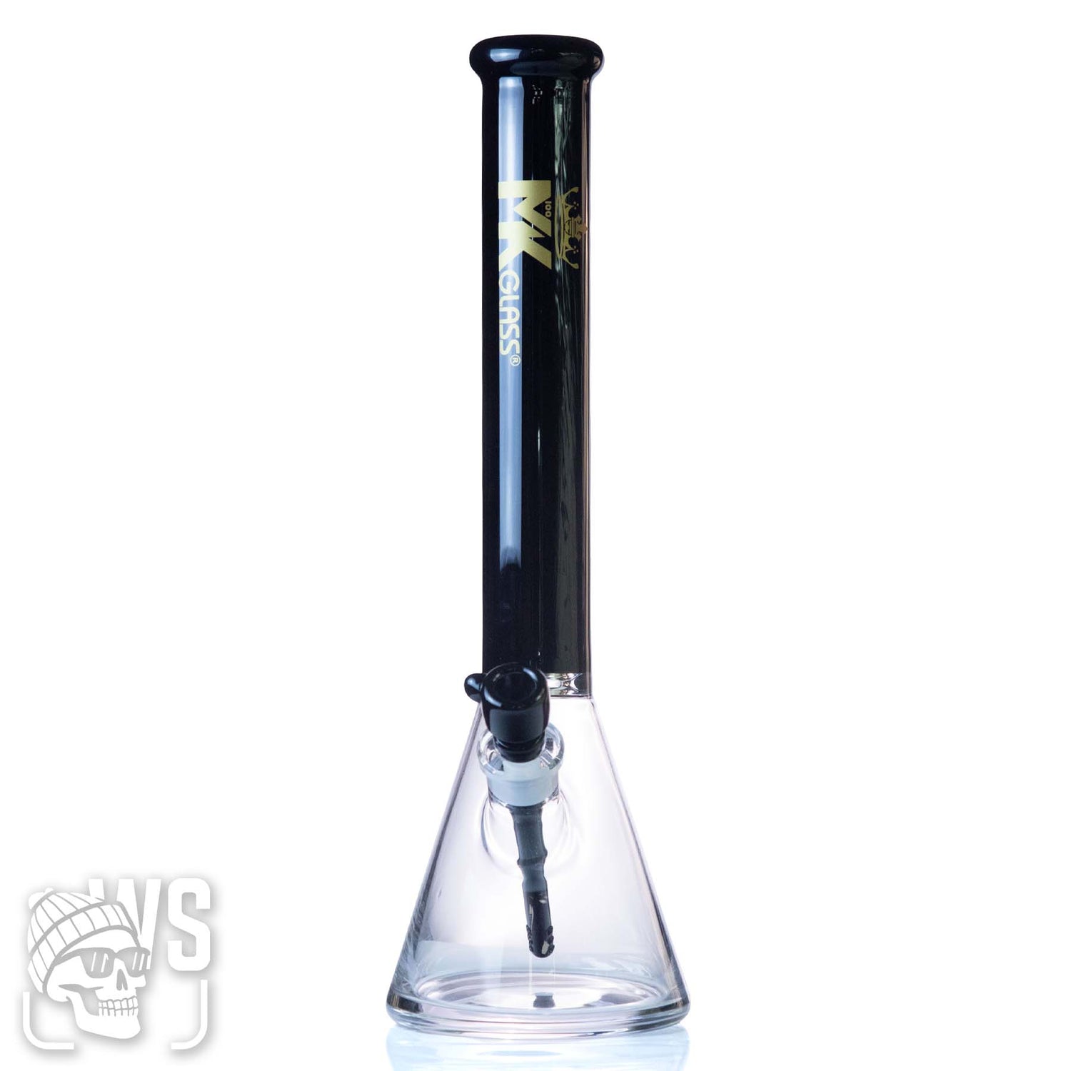 MK GLASS TALL BEAKER BONG WITH BLACK NECK