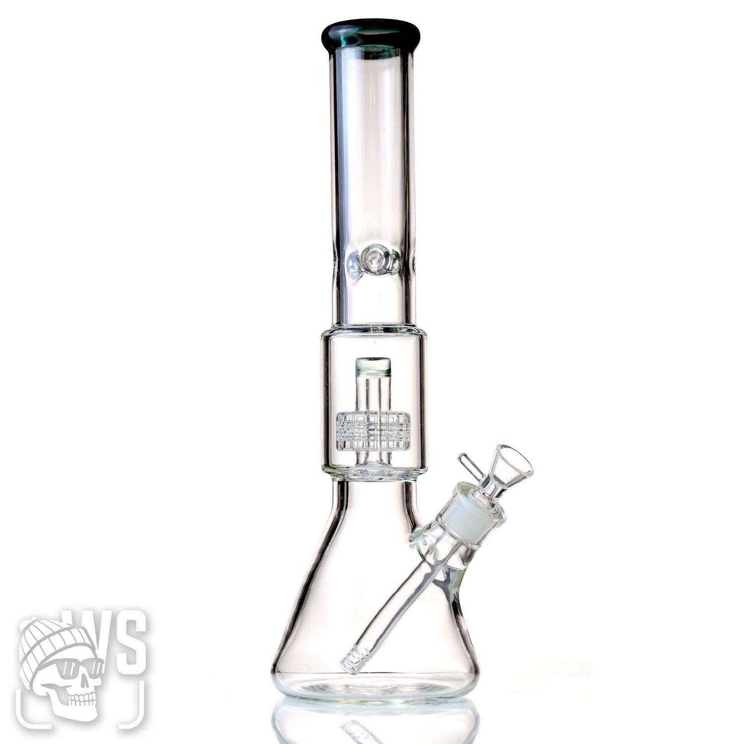 CLEAR GLASS BEAKER BONG WITH MATRIX PERC