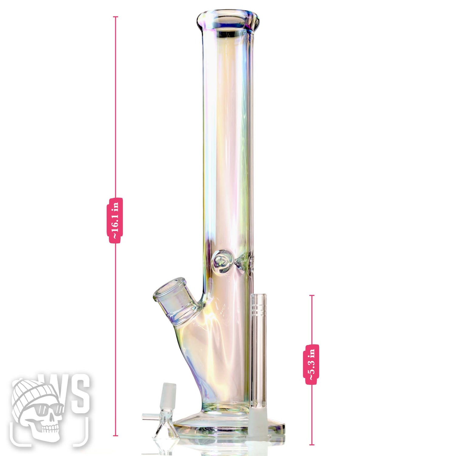 GLASS STRAIGHT TUBE BONG WITH ICE CATCHER