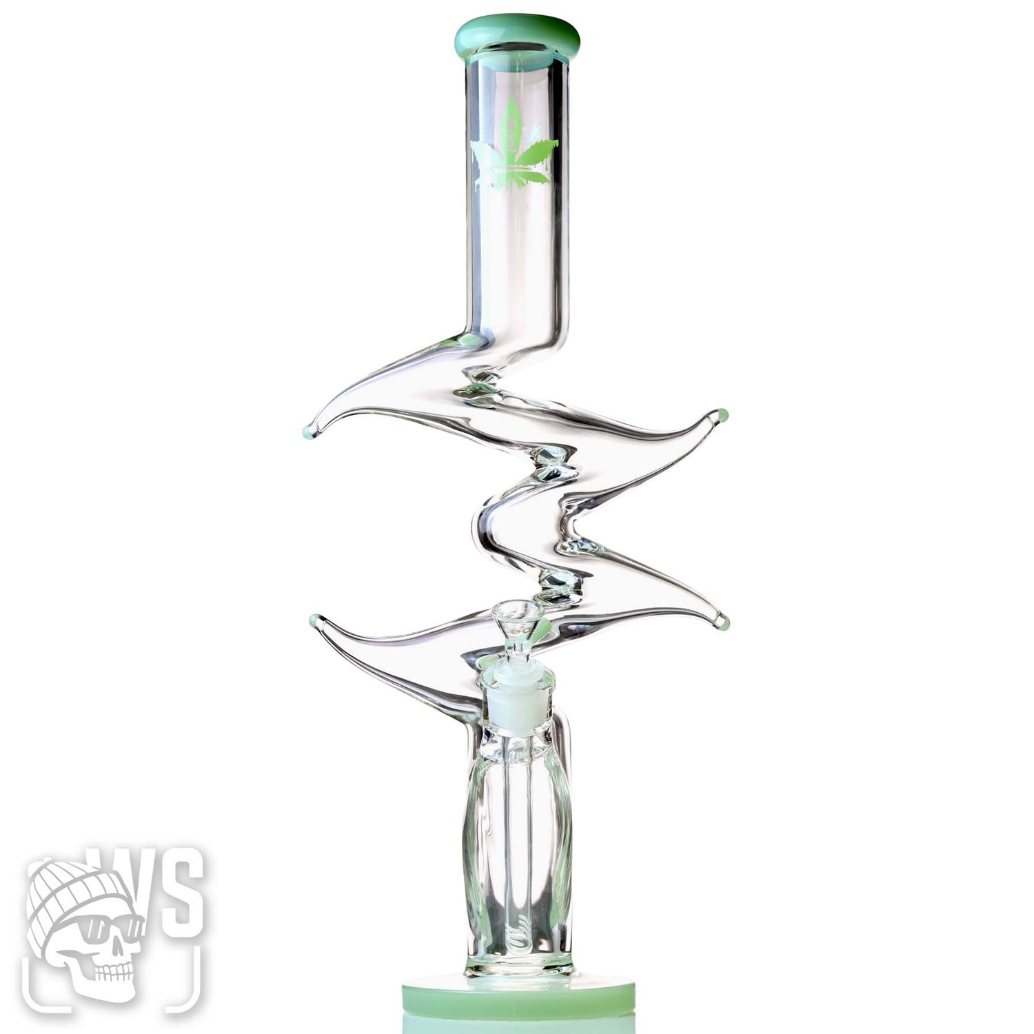 ALEAF GLASS Z-SHAPED BONG WITH SPIRAL NECK