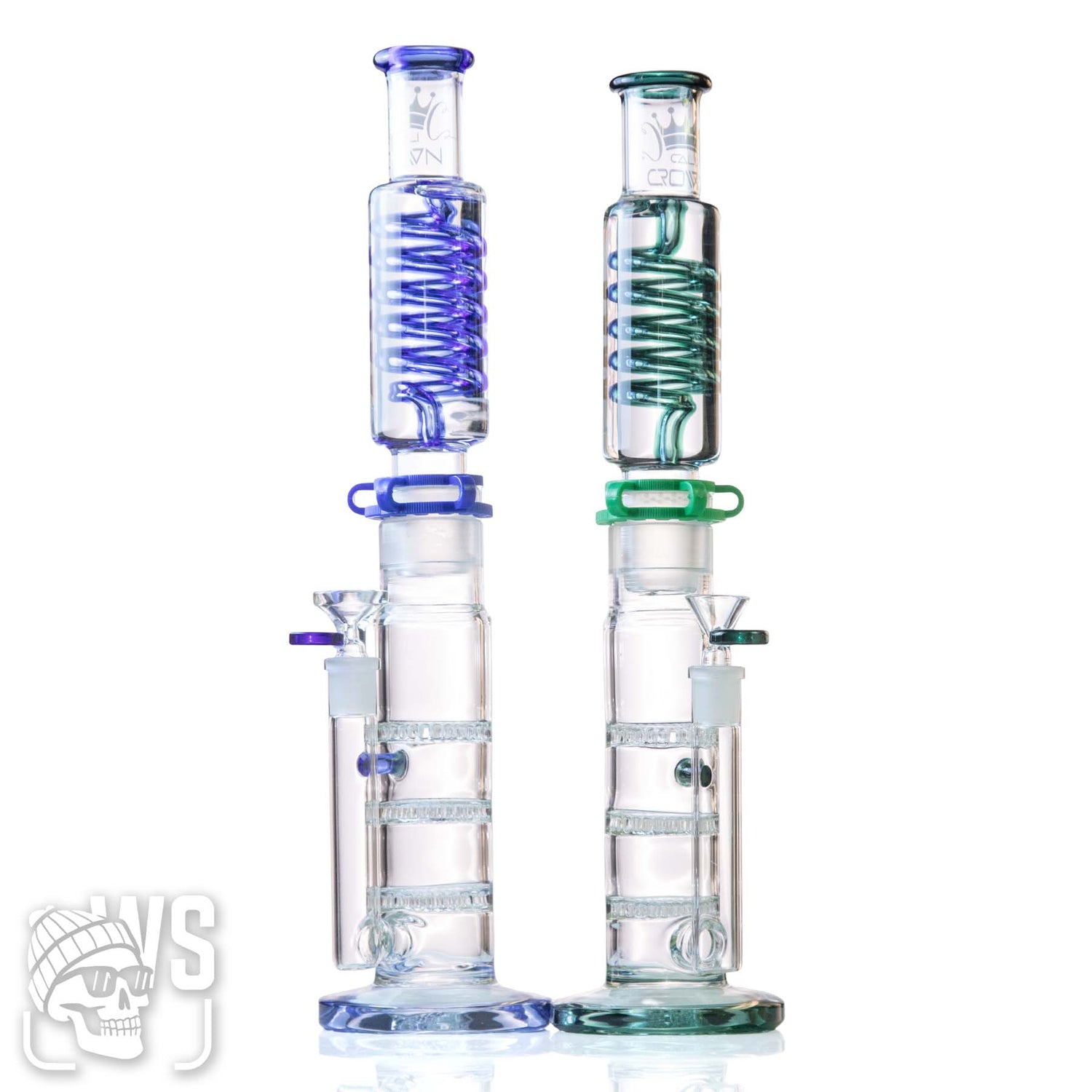 CALI CROWN MODULAR GLASS BONG WITH HONEYCOMB PERC & COIL CONDENSER