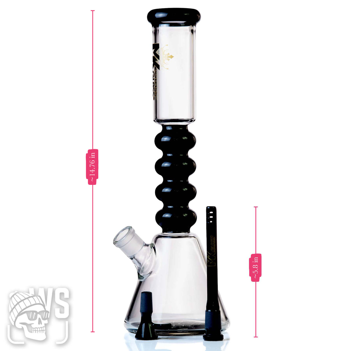 MK Glass MK Glass Beaker Bong with Black Bubble Neck 14mm Beaker Bong