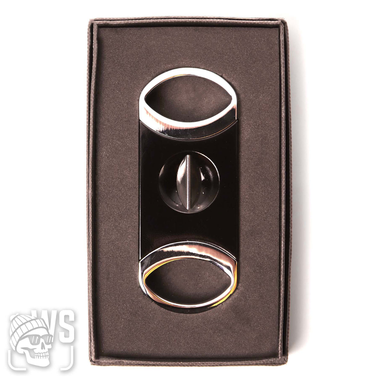 BLACK STAINLESS STEEL DOUBLE GUILLOTINE CIGAR CUTTER