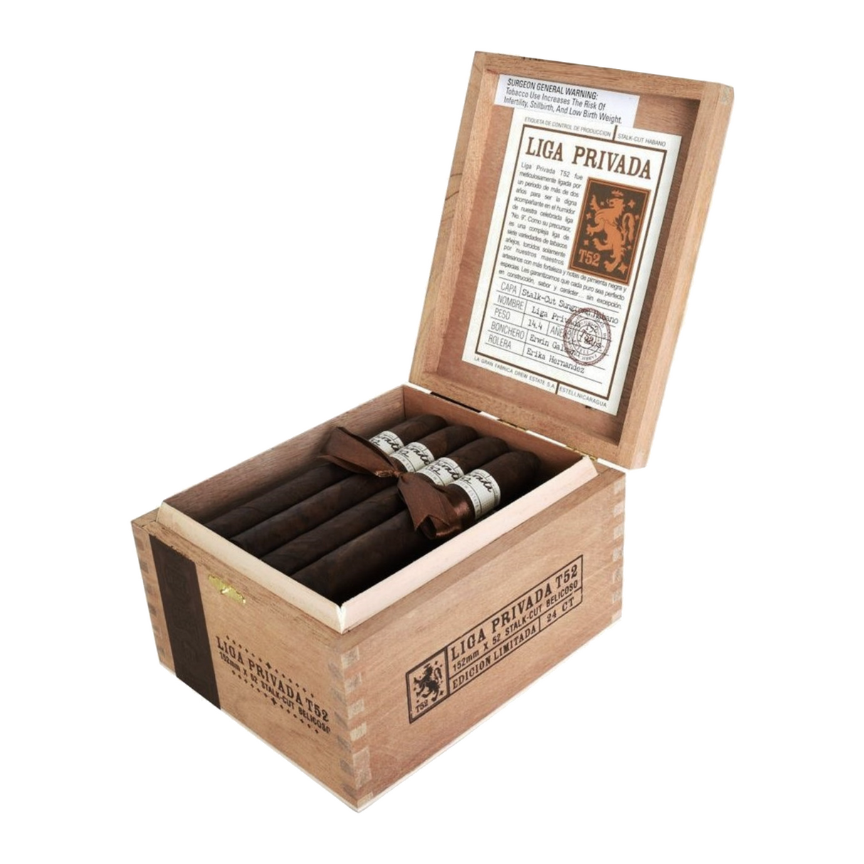 Drew Estate liga privada t52 belicoso 6" x 52 box of 24 robusto cigar
