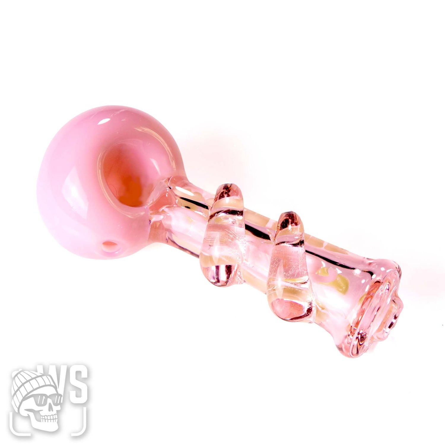 THICK GLASS SPOON GIRLY PIPE WITH CLEAR MARBLE HAND GRIP