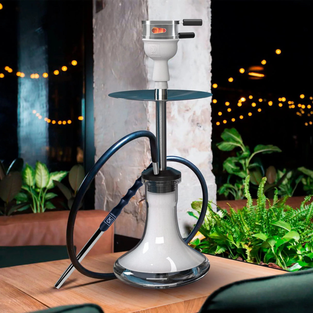 M. ROSENFELD PREMIUM SILVER SILICONE HOOKAH HOSE WITH ALUMINUM MOUTHPIECE