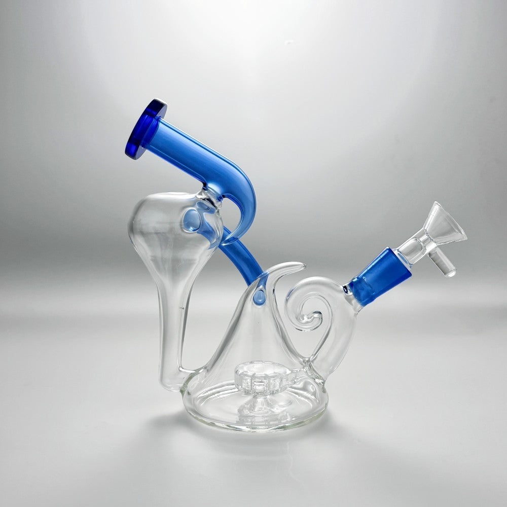 7'' Glass Bong Recycler Tornado Perc Smoking Water Pipe Hookah Bubbler W/Bowl