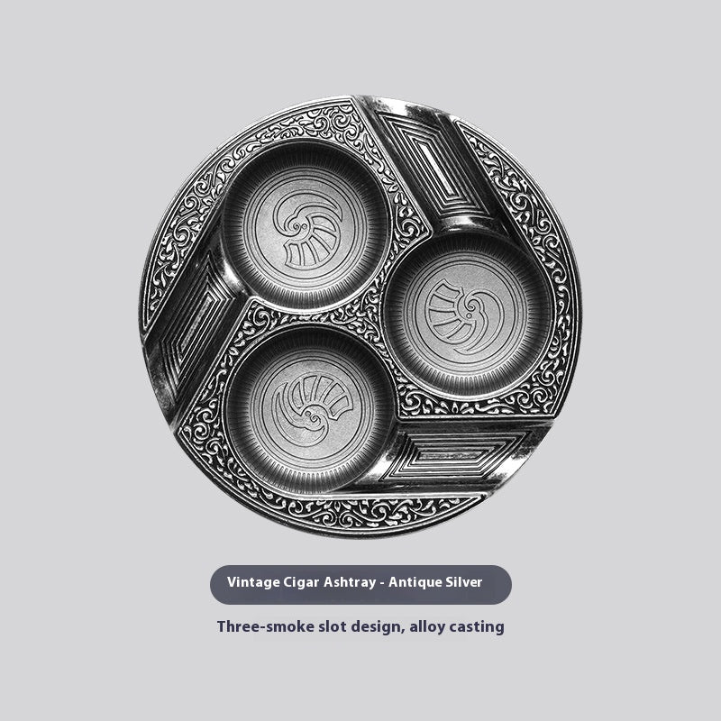 Three-Slot Retro Metal Easy-To-Clean Cigar Ashtray