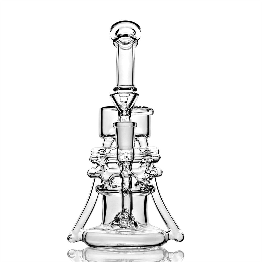 Recycler Glass Water Pipe Hookah Bong Bubbler Smoking Rig with 14Mm Bowl