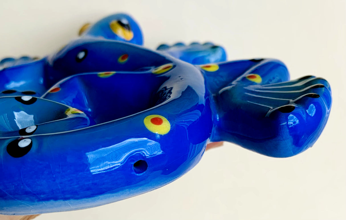 Blue Ceramic Handcrafted Lizard Tobacco Smoking Hand Pipe